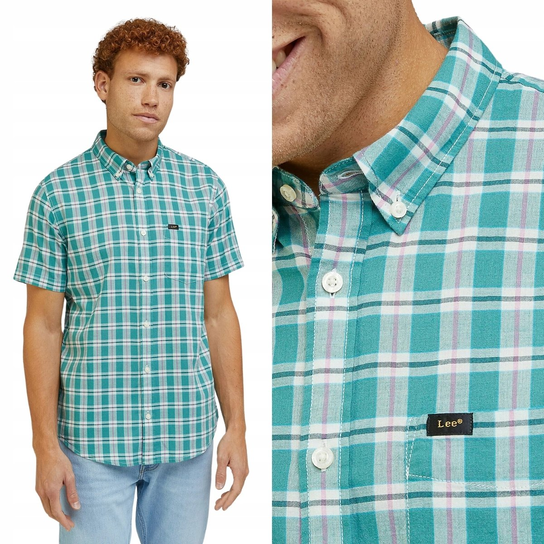 Lee BUTTON DOWN SS Monaco KOSZULA W KRATĘ KRÓTKI RĘKAW REGULAR FIT M LEE