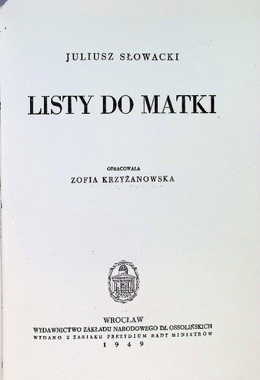 Listy do matki Słowacki Juliusz