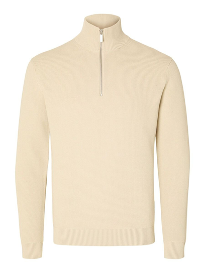 Maglione Mezza Zip Uomo Selected Half Bianco Inna marka