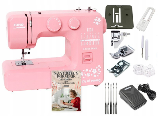 Maszyna do szycia JANOME JUNO E1015 PINK - RÓŻOWA mocna GRATISY i poradnik Janome