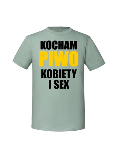 Męska koszulka z nadrukiem - KOCHAM PIWO KOBIETY Miętowy M TAGFORCE