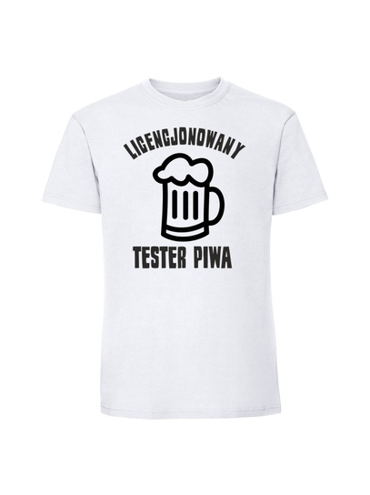 Męska koszulka z nadrukiem - Licencjonowany tester piwa biały XL TAGFORCE