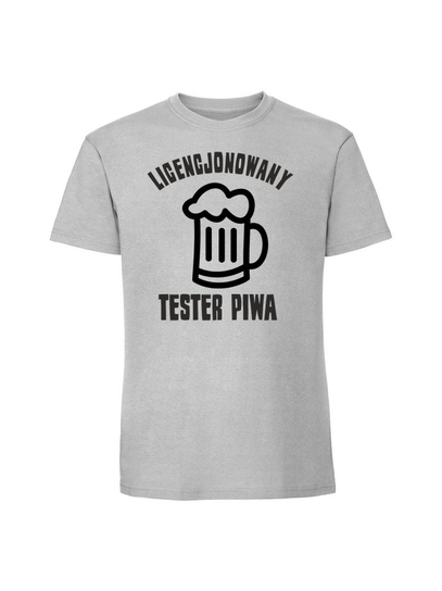 Męska koszulka z nadrukiem - Licencjonowany tester piwa Pastelowy szary XXL TAGFORCE