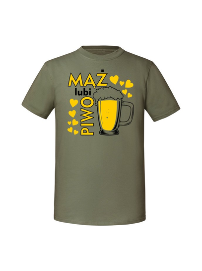 Męska koszulka z nadrukiem - mąż lubi piwo Olive 3XL TAGFORCE