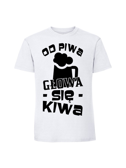Męska koszulka z nadrukiem - Od piwa głowa się kiwa biały M TAGFORCE