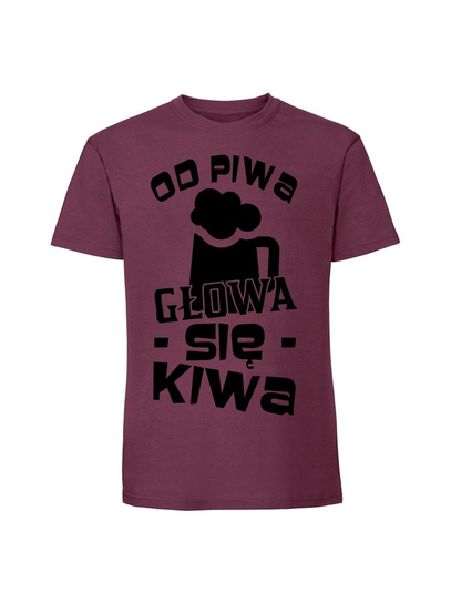 Męska koszulka z nadrukiem - Od piwa głowa się kiwa Burgundowy 3XL TAGFORCE