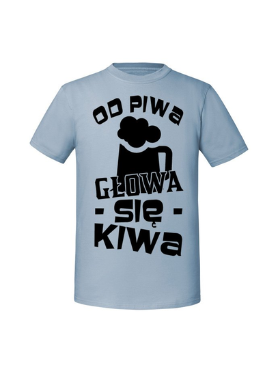 Męska koszulka z nadrukiem - Od piwa głowa się kiwa Mineralny Błękit M TAGFORCE