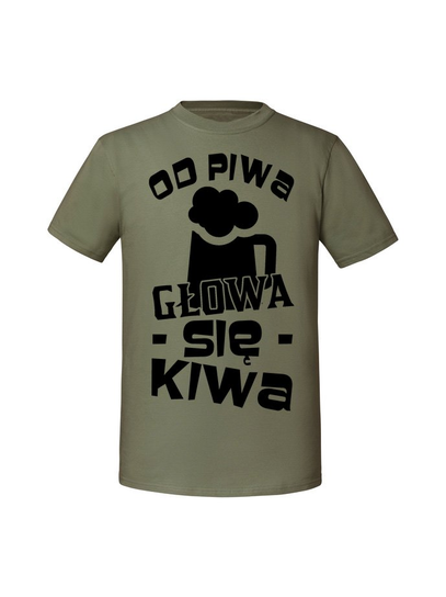 Męska koszulka z nadrukiem - Od piwa głowa się kiwa Olive 3XL TAGFORCE