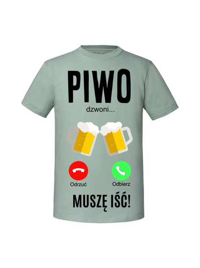 Męska koszulka z nadrukiem - PIWO DZWONI Miętowy XXL TAGFORCE