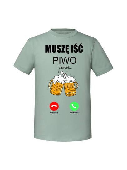 Męska koszulka z nadrukiem - Piwo dzwoni muszę iść v2 Miętowy XL TAGFORCE