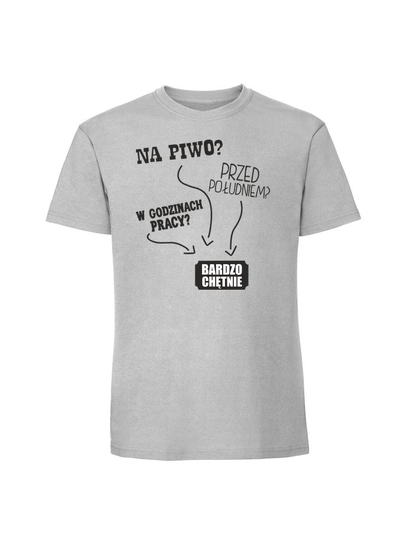 Męska koszulka z nadrukiem - Piwo przed południem Pastelowy szary L TAGFORCE