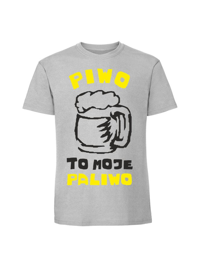 Męska koszulka z nadrukiem - Piwo to moje paliwo Pastelowy szary XL TAGFORCE