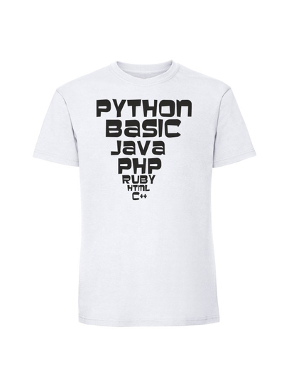 Męska koszulka z nadrukiem - python basic java biały S TAGFORCE
