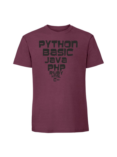 Męska koszulka z nadrukiem - python basic java Burgundowy 3XL TAGFORCE