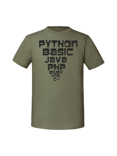 Męska koszulka z nadrukiem - python basic java Olive 3XL TAGFORCE