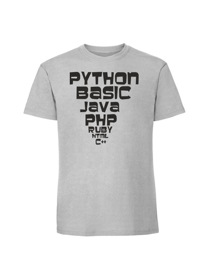 Męska koszulka z nadrukiem - python basic java Pastelowy szary L TAGFORCE