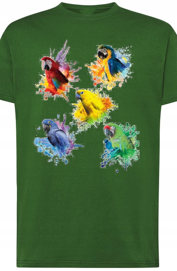 Męski T-shirt Modny Papugi Nadruk Rozm.L Inna marka