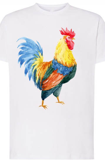 Męski T-Shirt Nadruk Kogut Kolorowy Rozm.4XL Inna marka