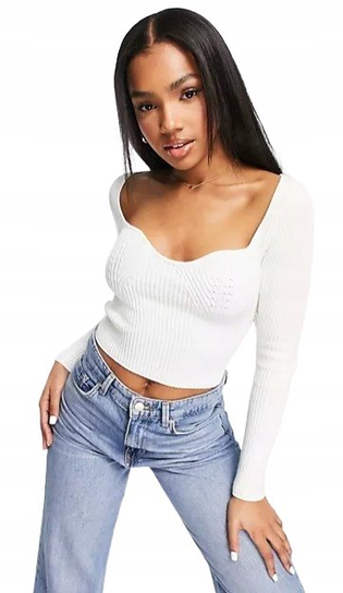 MISS SELFRIDGE SWETER DAMSKI ECRU BASIC 36 1RXZ Miss Selfridge