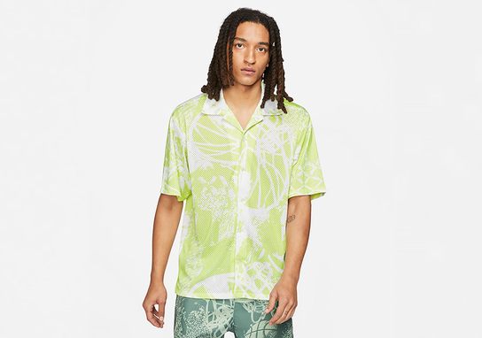 Nike Air Jordan Flight Printed Short Sleeve Button Down Limelight Jordan