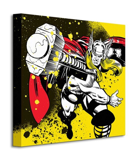 Obraz na płótnie Marvel Thor Splatter na ścianę do pokoju dziecka 40x40 cm Marvel