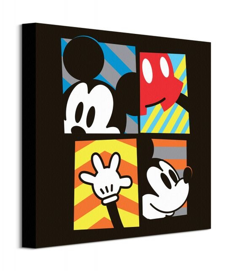 Obraz na płótnie Myszka Miki Mickey Mouse Paint Stripes obrazy na ścianę do pokoju dziecka 40x40 cm Disney