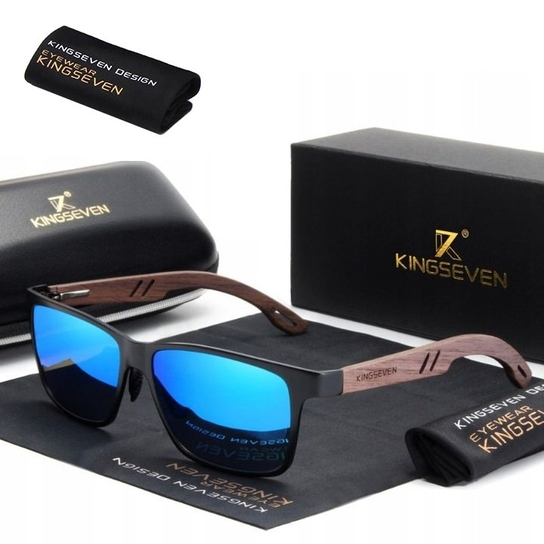 Okulary Kingseven Niebieski Drewno Bezmarkowe