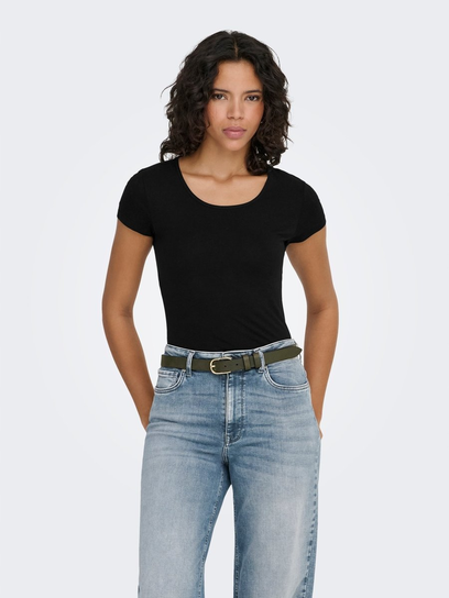 ONLY T-SHIRT DAMSKI CZARNY BASIC GŁADKI M 16EA ONLY