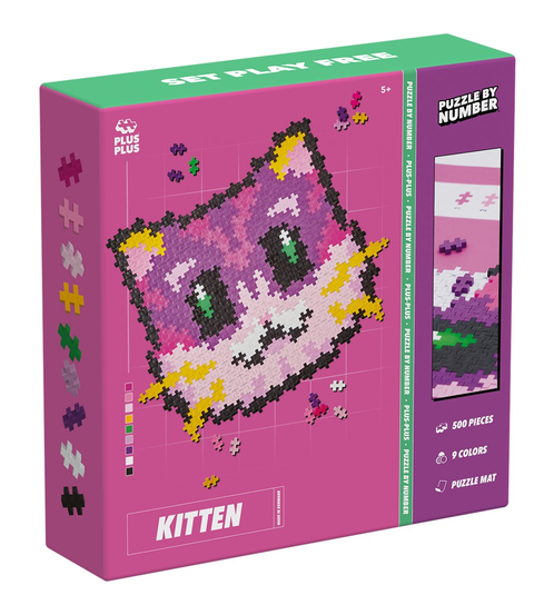 Plus-Plus, klocki, Puzzle by Number Kot- 500 elementów Plus-Plus