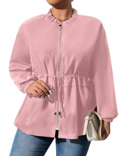 PLUS SIZE KURTKA DAMSKA RÓŻOWA GŁADKA BASIC 50 V7G Inna marka