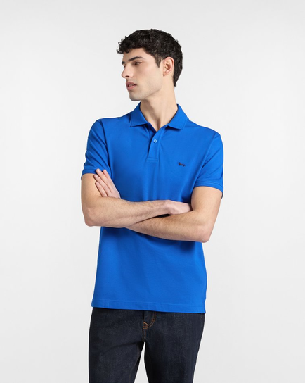 polo basic piquet stretch męskie niebieski Inna marka