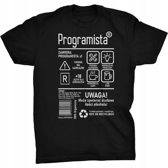 Programista Etykieta Koszulka Dla Programisty GILDAN