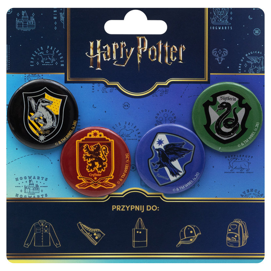 Przypinki, Harry Potter, tarcze, 4 szt. Empik