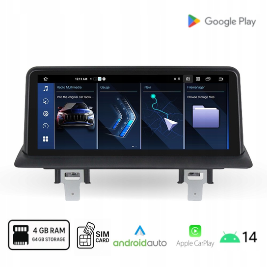 Radio Android BMW E87 E88 E81 E82 CIC / Android Auto Carplay SIM 4+64 GB Inna marka