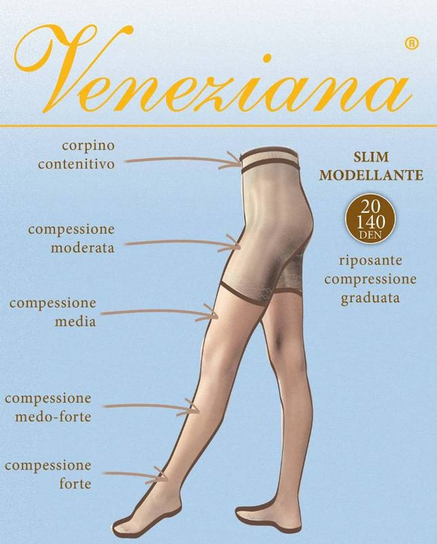 Rajstopy Slim 20 Nero (Rozmiar 5) Veneziana
