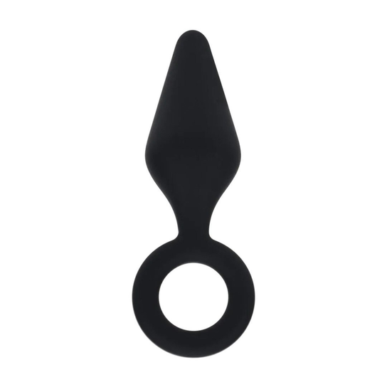 Silicone Anal Plug with Loop - L - Black SHOT