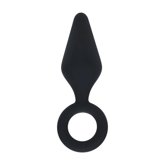 Silicone Anal Plug with Loop - S - Black SHOT