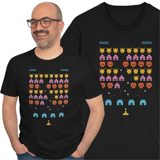Space Invaders Koszulka Dla Gracza Retro Gra GILDAN