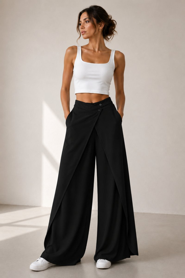 Spodnie Palazzo Wrap Black-L Inna marka