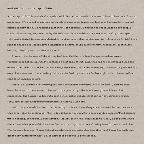 Suite: April 2020 Brad Mehldau