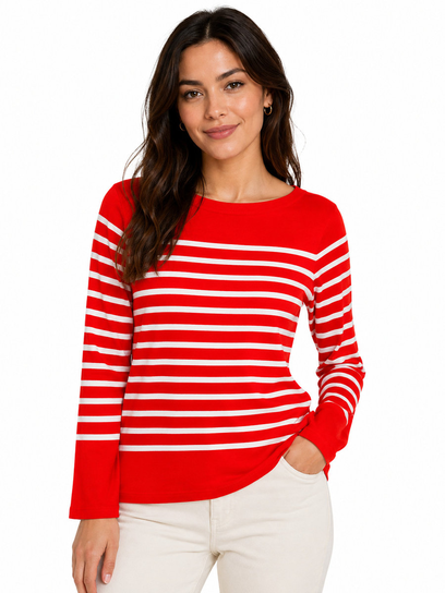 Sweter Czerwony W Paski S Inna marka
