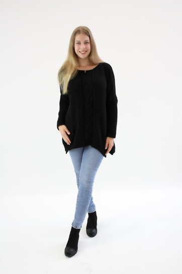 Sweter oversize warkocz Magda Czarny UNI Nelino
