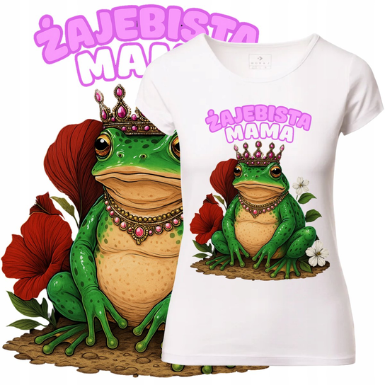 T-SHIRT DAMSKI KOSZULKA NADRUK ŻAJEBISTA MAMA DZIEŃ MATKI PREZENT L Szumila