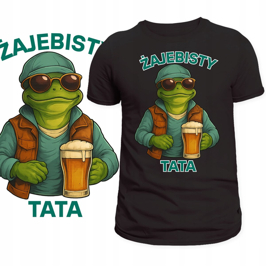 T-SHIRT MĘSKI KOSZULKA ZABAWNY NADRUK ŻAJEBISTY TATA PREZENT DZIEŃ OJCA L Szumila