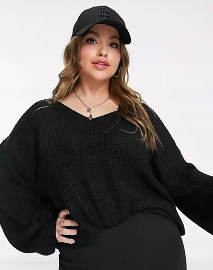 THREADBARE SWETER DAMSKI PLUS SIZE CZARNY 48 1RRJ Threadbare