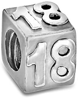 Tuscany Charms Sterling Silver 18th Cube Bead brak informacji