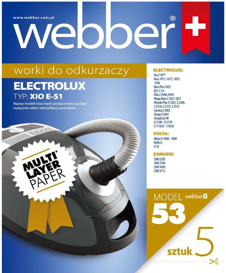Worki Webber Electrolux Xio E51 (53) papierowe Webber