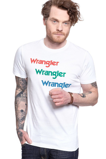 Wrangler T Shirt Ss Repeat Tee White W7D7D3989-S Inna marka