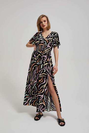 Wzorzysta sukienka maxi-XS Moodo