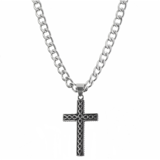 Zdobiony krzyżyk + łańcuszek pancerka Blingart